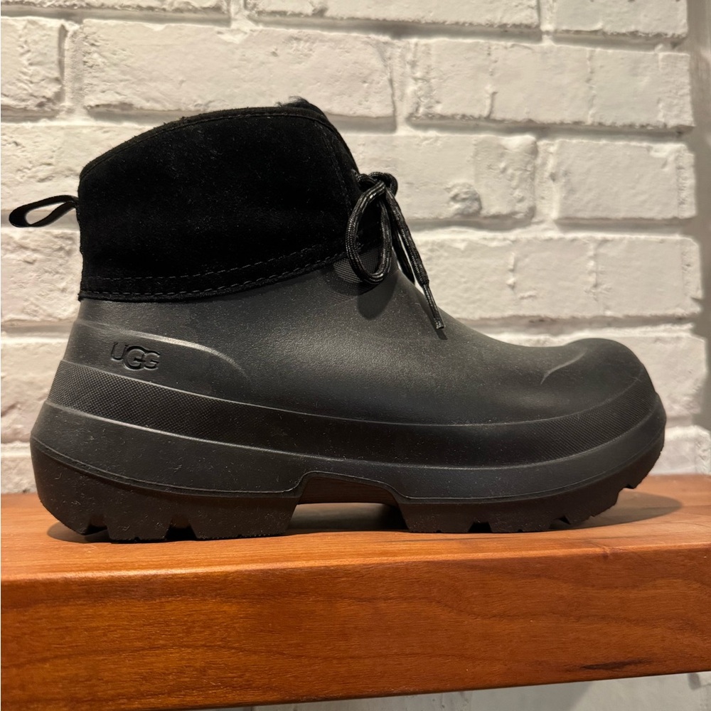 UGG TASMAN X LACE BLACK WATERPROOF RUBBER WOOL RAIN BOOTS